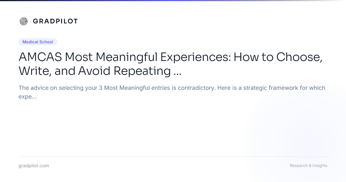 AMCAS Most Meaningful Experiences: How to Choose, Write, and Avoid ...