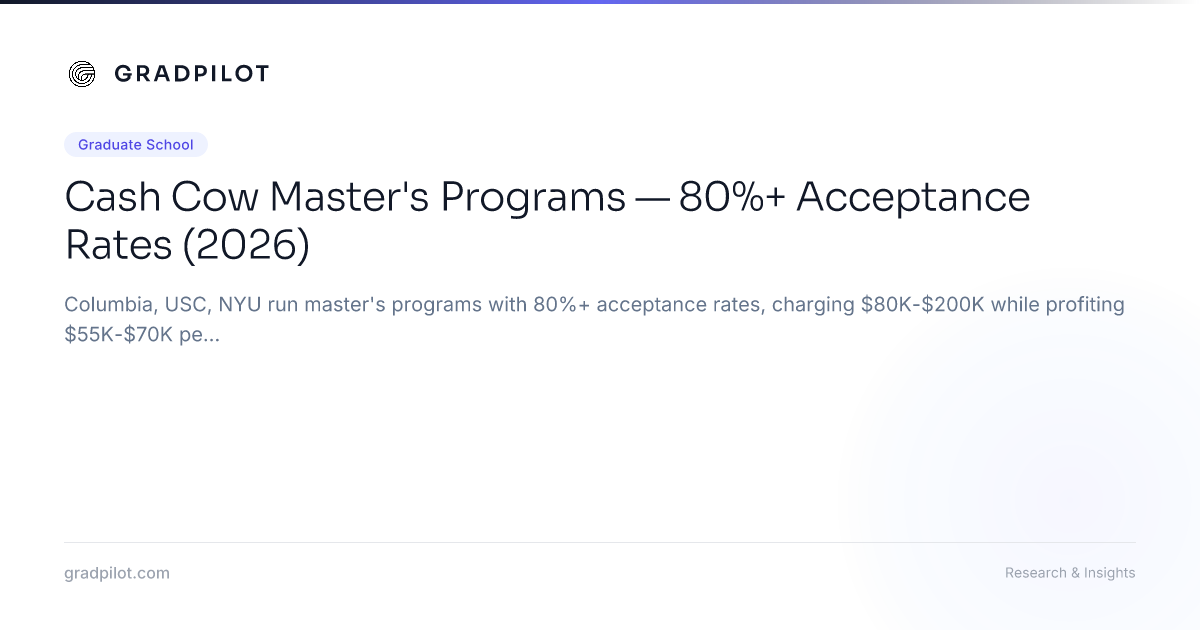 Cash Cow Master's Programs — 80%+ Acceptance Rates (2026) - GradPilot