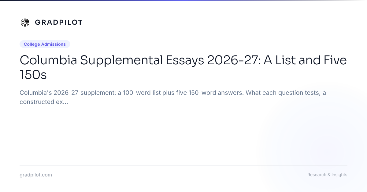 Columbia Supplemental Essays 2026-27: A List and Five 150s - GradPilot