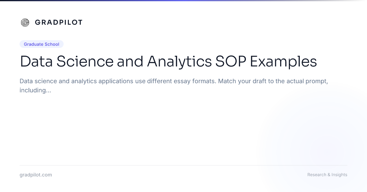 Data Science and Analytics SOP Examples - GradPilot