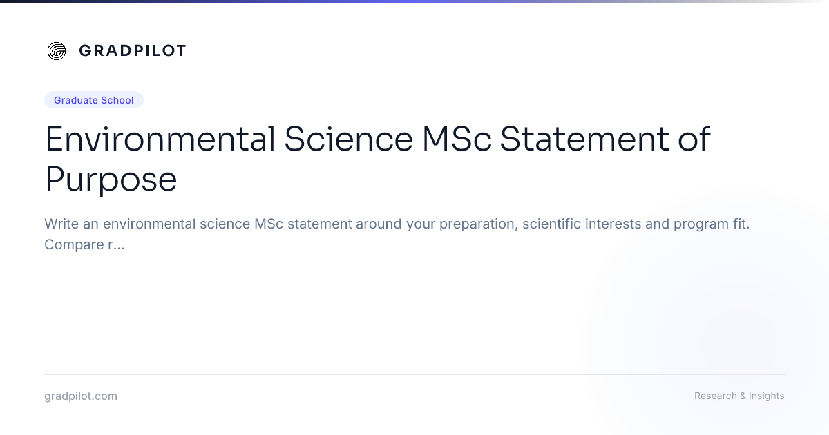 Environmental Science MSc Statement of Purpose - GradPilot