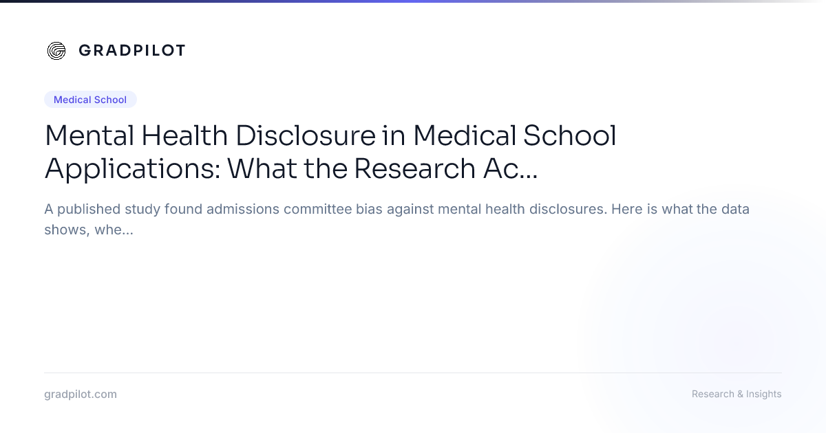 Mental Health Disclosure in Medical School Applications: What the ...
