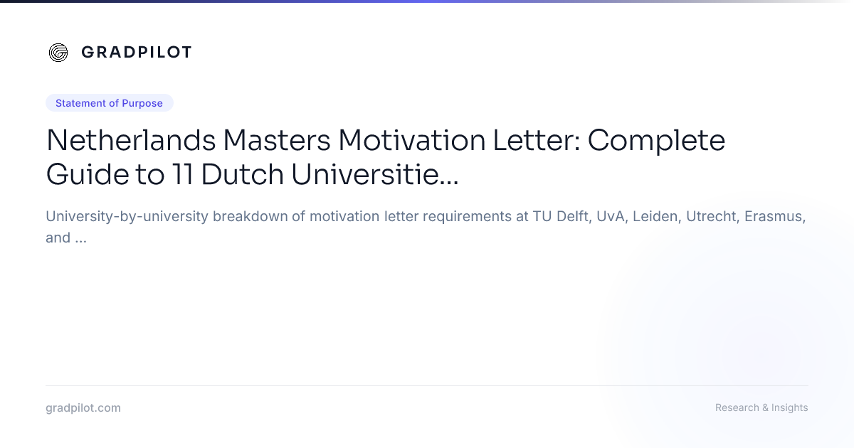 Netherlands Masters Motivation Letter: Complete Guide to 11 Dutch ...