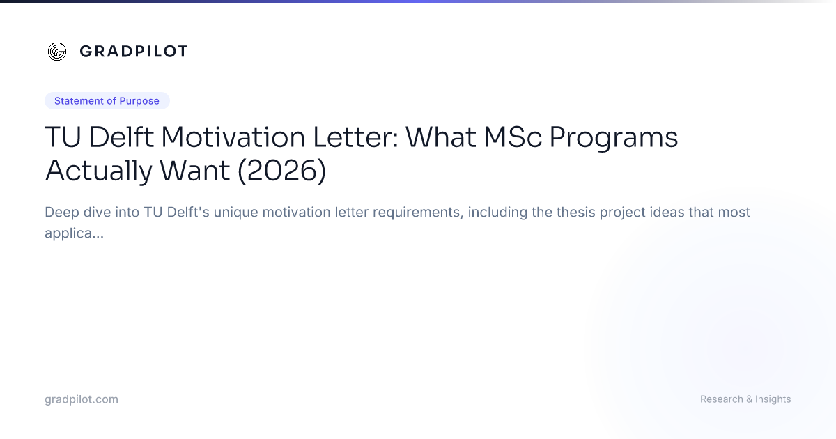 TU Delft Motivation Letter: What MSc Programs Actually Want (2026 ...