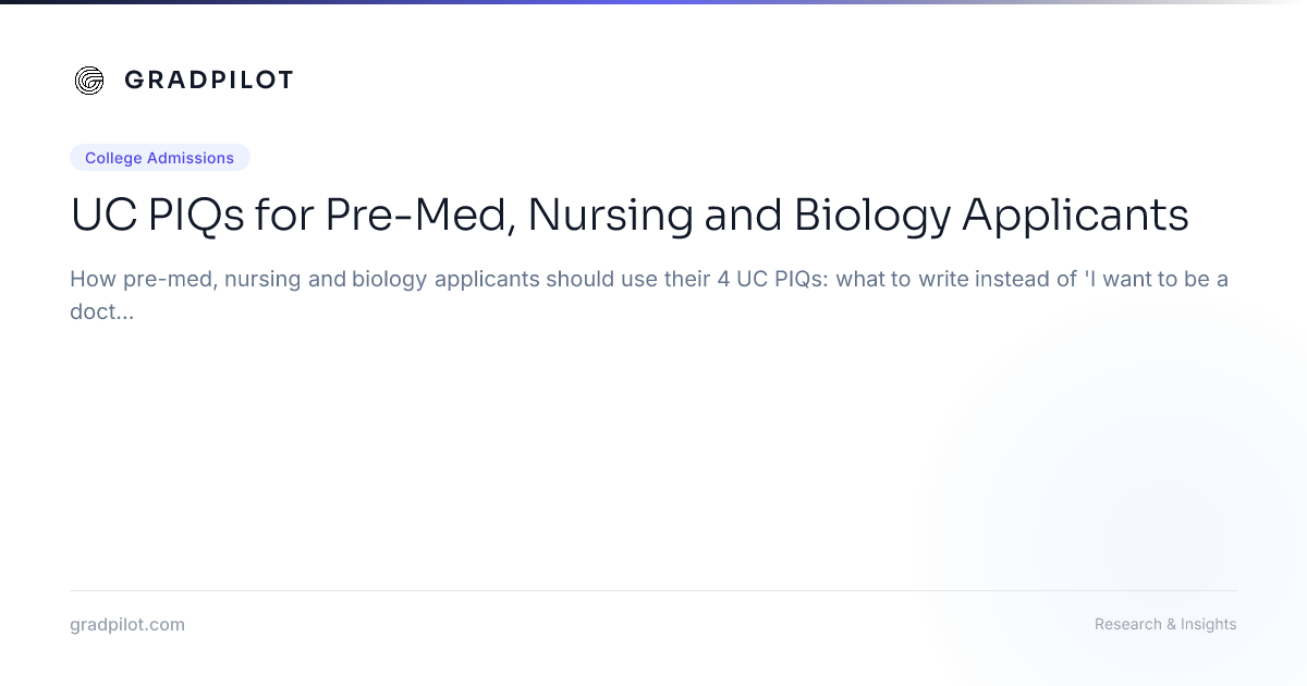 UC PIQs for Pre-Med, Nursing and Biology Applicants - GradPilot